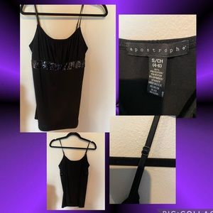 Black Tank with Black Sequins
